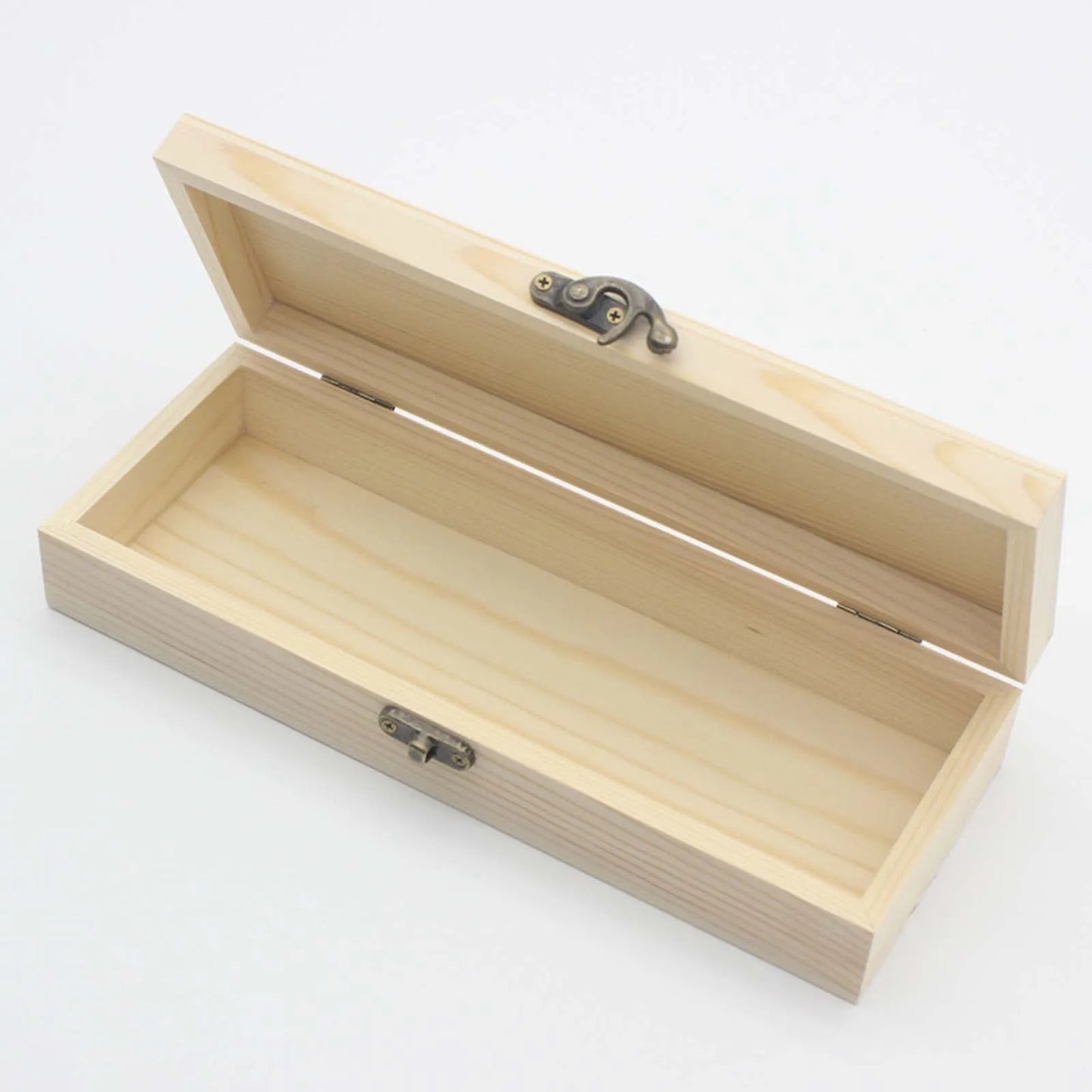 Unfinished Wood Box with Hinged Lid and Swing-Latch