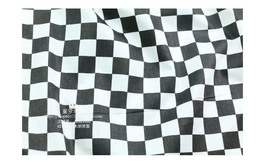 Thin Black White Checkered Fabric Mosaic Square Cotton Chess Skirt Polin Fabric For Plaid Shirt Summer Dress By The Meter