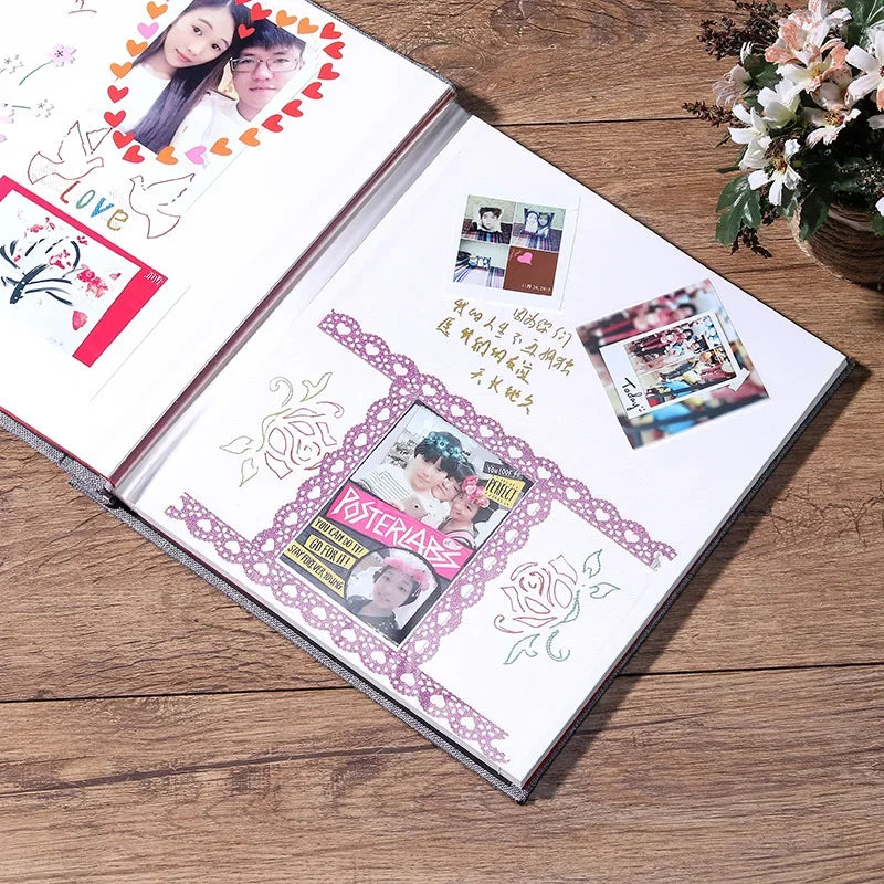 Photograph Storage Scrapbooking Picture Case Photo Linen Self-adhesive Laminating DIY Album Album Viscose Album