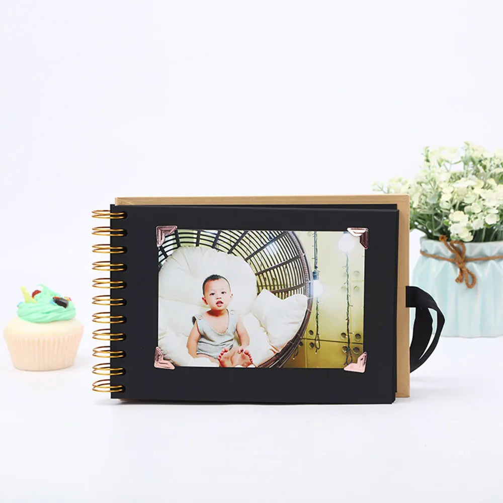 ZK20 80 Black Pages Memory Books DIY Craft Photo Albums Scrapbook Cover Kraft Album For Wedding Anniversary Gifts Memory Books