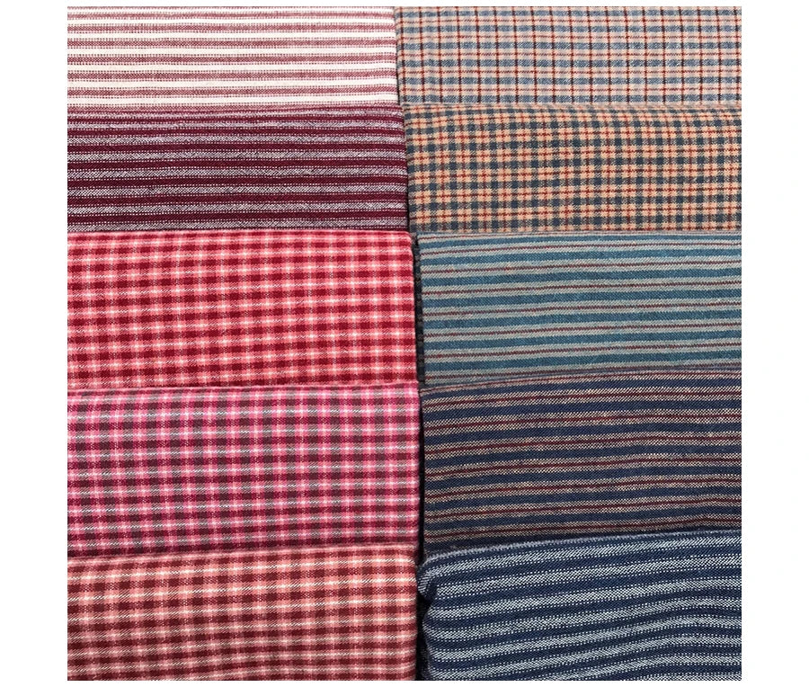 50x70cm yarn-dyed first dye woven cotton plaid brocade patchwork quilt craft fabric cloth DIY stitch sew doll clothes