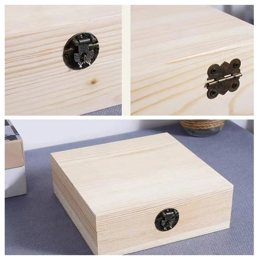 Wooden Box With Hinged Lid Unfinished Treasure Boxes For Trinket Storage Moderate Capacity Plain Wooden Jewelry Box Unpainted