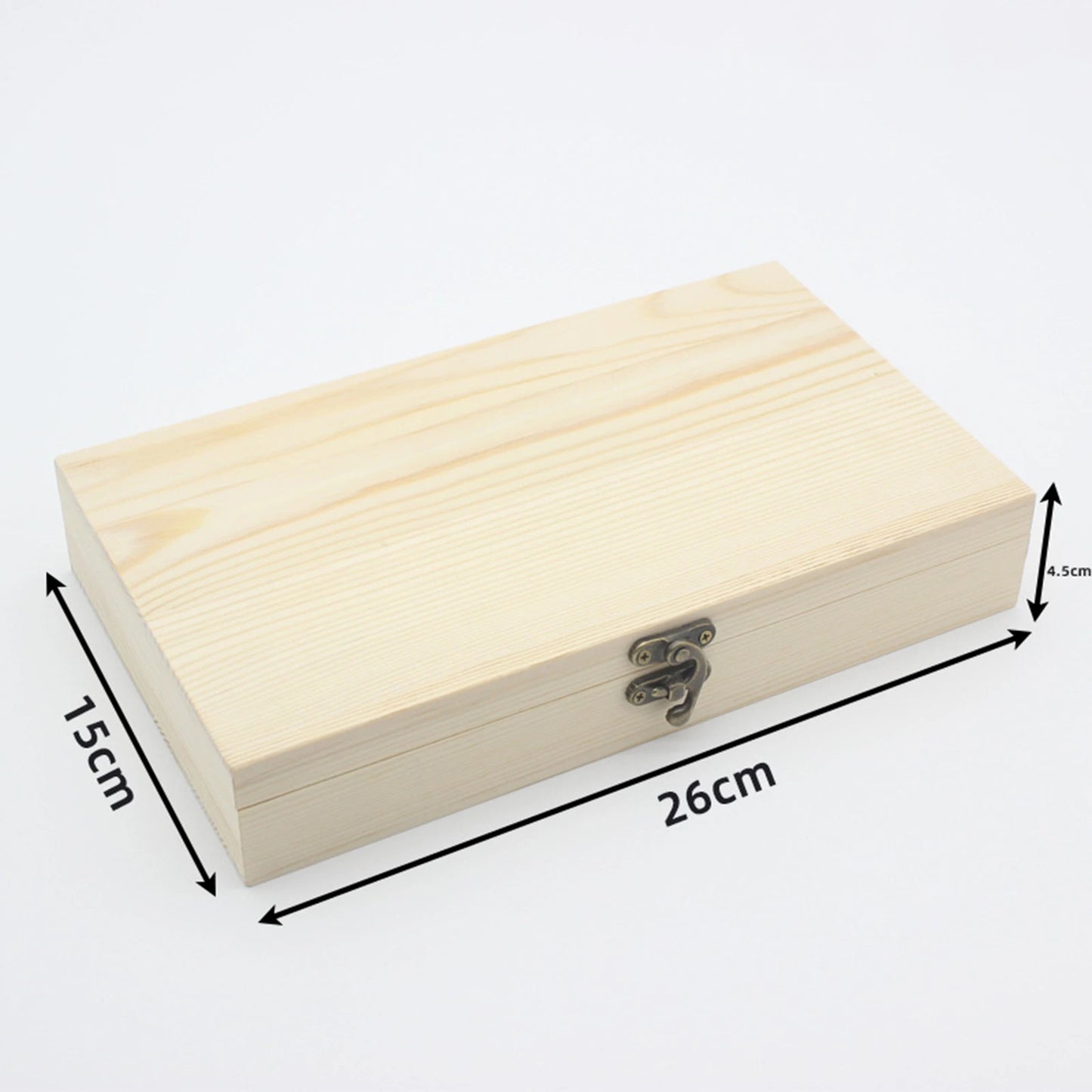 Unfinished Wood Box with Hinged Lid and Swing-Latch