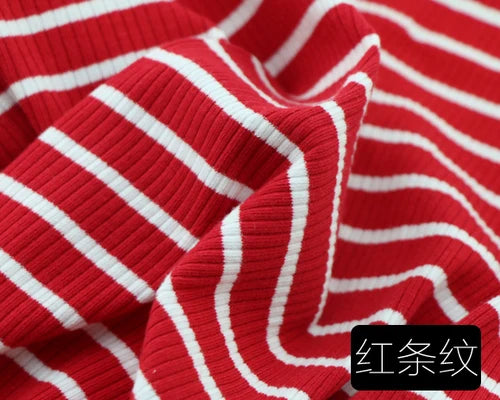 50cm X 125cm Cotton Rib Dyed Horizontal Strip Elastic Knitted Fabric Diy Clothes Medium make dress Cloth 250g/m