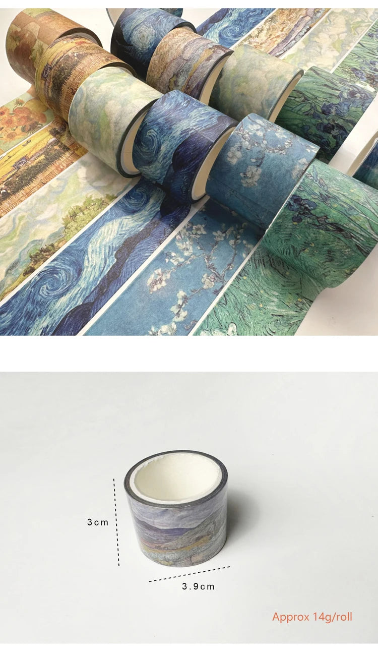 Van Gogh Oil Painting Series Washi Tape Set Gold Stamping Decorative Adhesive Tape Masking Tapes Scrapbooking Diary Stickers