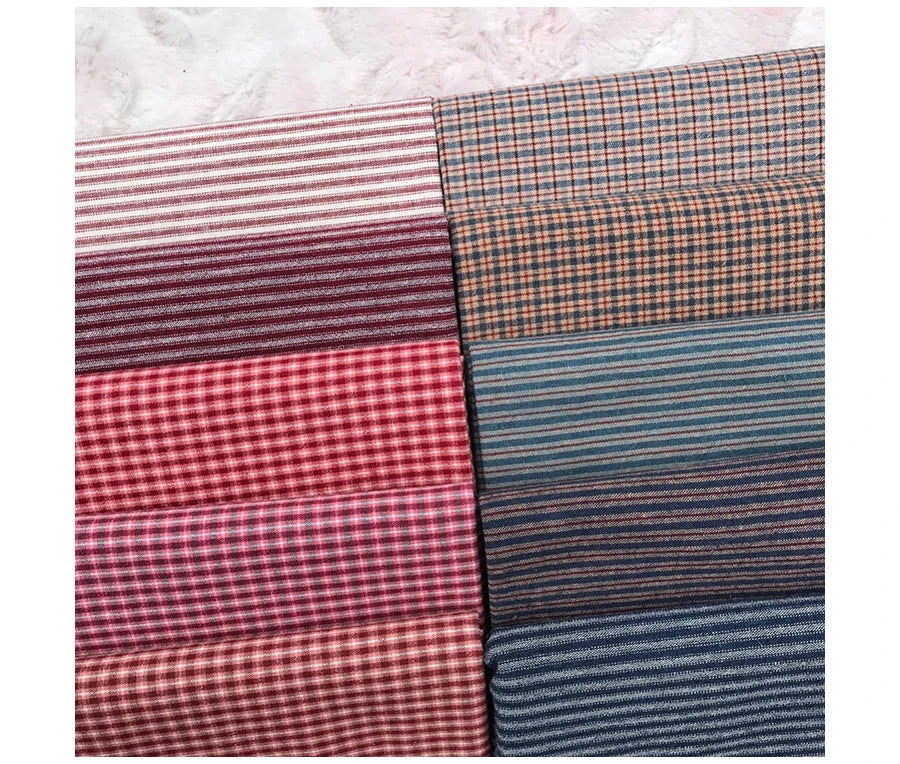 50x70cm yarn-dyed first dye woven cotton plaid brocade patchwork quilt craft fabric cloth DIY stitch sew doll clothes