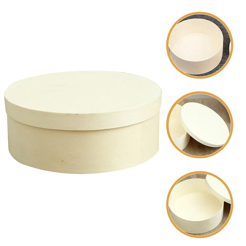 Wooden Storage Box Round Container with Lid Gift Boxes for Presents Wedding Decorations Lids Unfinished Candy Party Favors