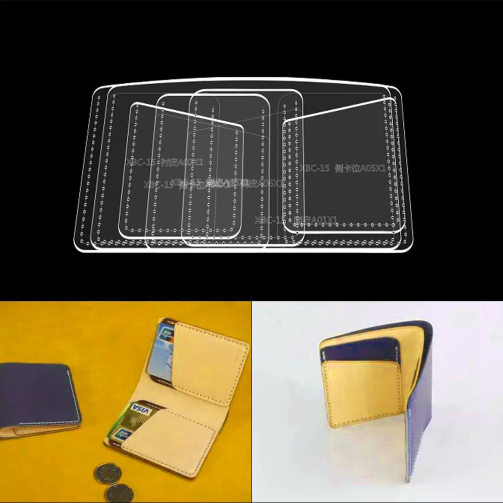 DIY Manual Kraft Paper Template Leather Wallet Drawing Vertical Wallet Acrylic Mold Sewing Process Tool Pattern