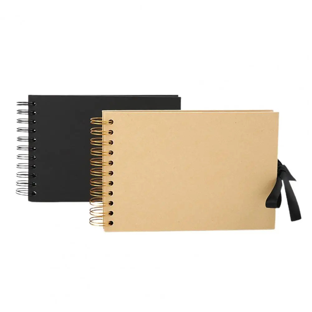 A5 Scrapbook Photo Album with Bowknot Ribbon DIY Hard Cover Loose Leaf Lace-up Wedding Travel Picture Collection Book