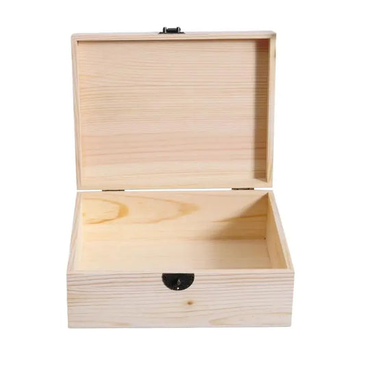 Wooden Box With Hinged Lid Unfinished Treasure Boxes For Trinket Storage Moderate Capacity Plain Wooden Jewelry Box Unpainted