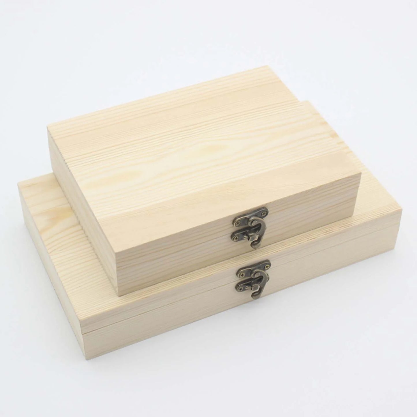 Unfinished Wood Box with Hinged Lid and Swing-Latch