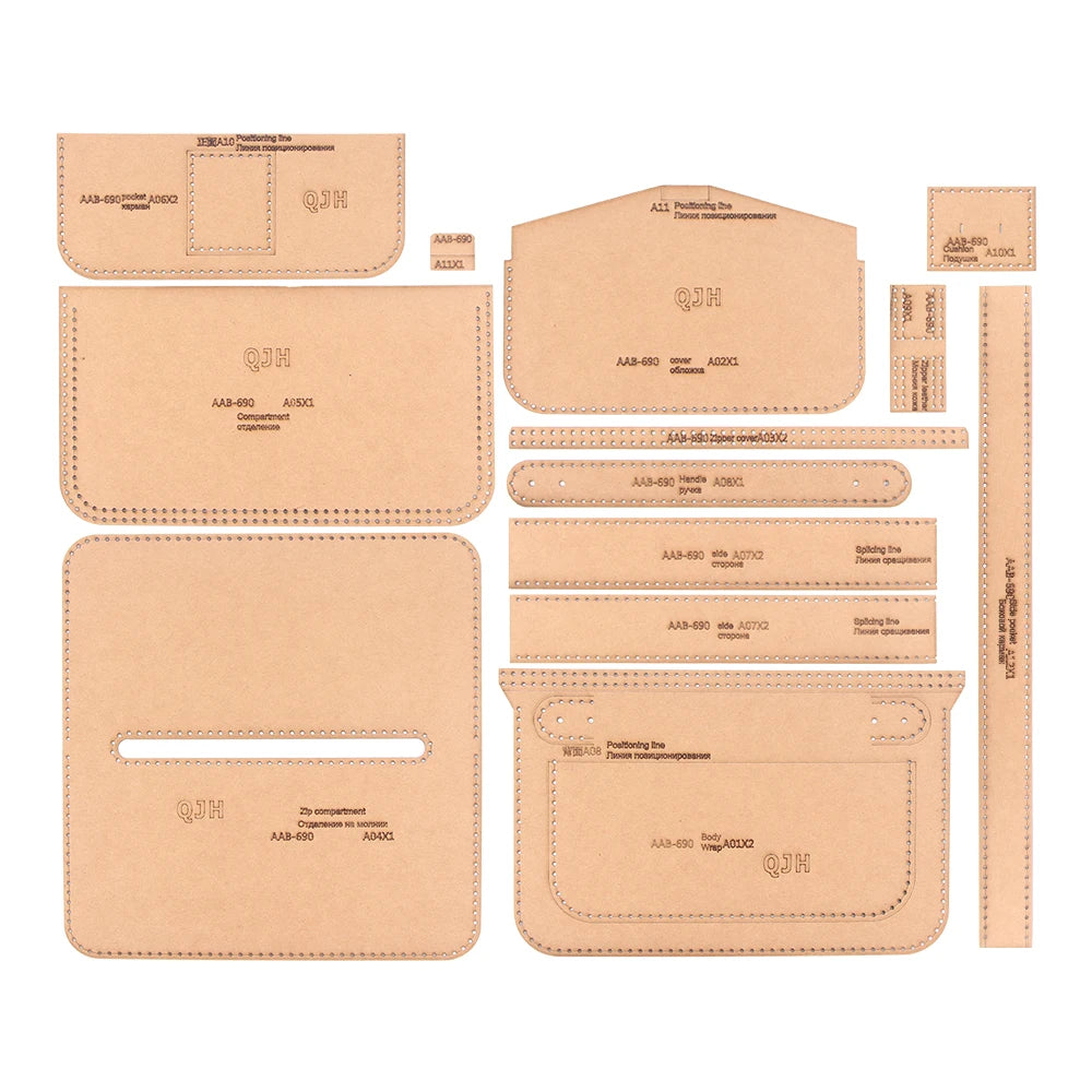 Men's Handbag Business Bag Kraft Paper Version Drawing Pattern DIY Leather Craft Acrylic Template Handbag Cutting Pattern