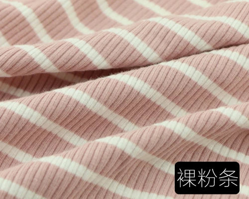 50cm X 125cm Cotton Rib Dyed Horizontal Strip Elastic Knitted Fabric Diy Clothes Medium make dress Cloth 250g/m