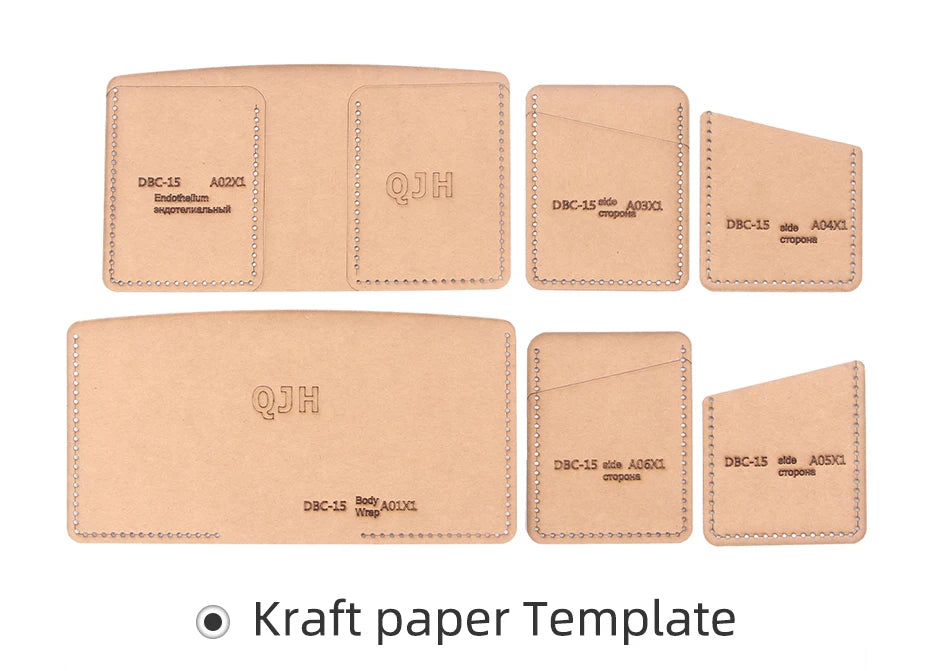 DIY Manual Kraft Paper Template Leather Wallet Drawing Vertical Wallet Acrylic Mold Sewing Process Tool Pattern