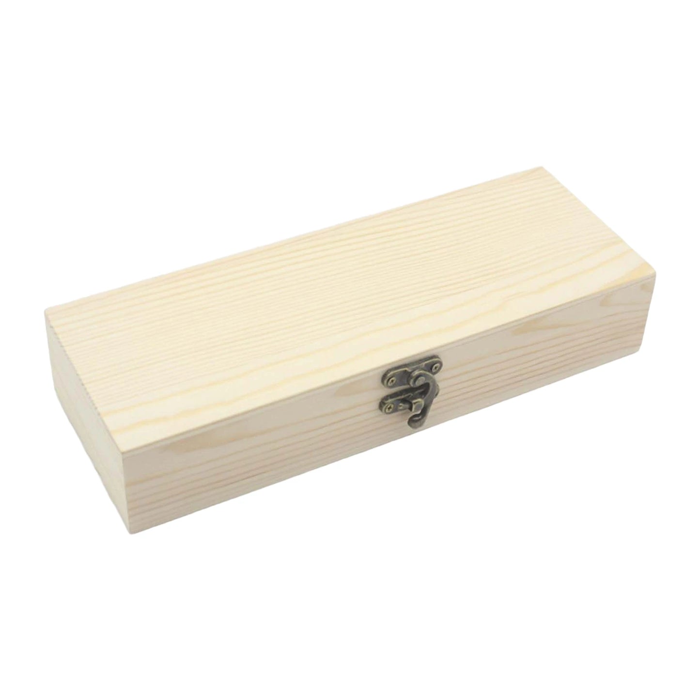 Unfinished Wood Box with Hinged Lid and Swing-Latch