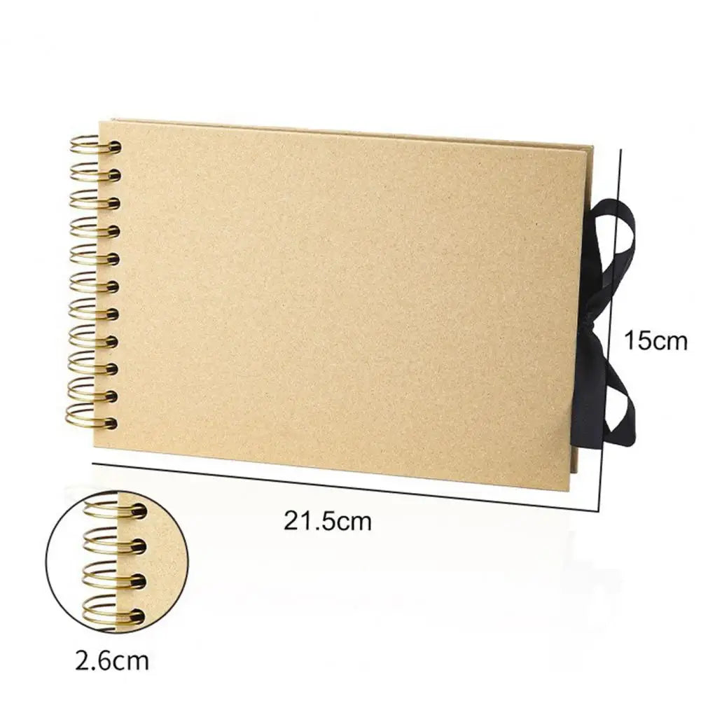 A5 Scrapbook Photo Album with Bowknot Ribbon DIY Hard Cover Loose Leaf Lace-up Wedding Travel Picture Collection Book