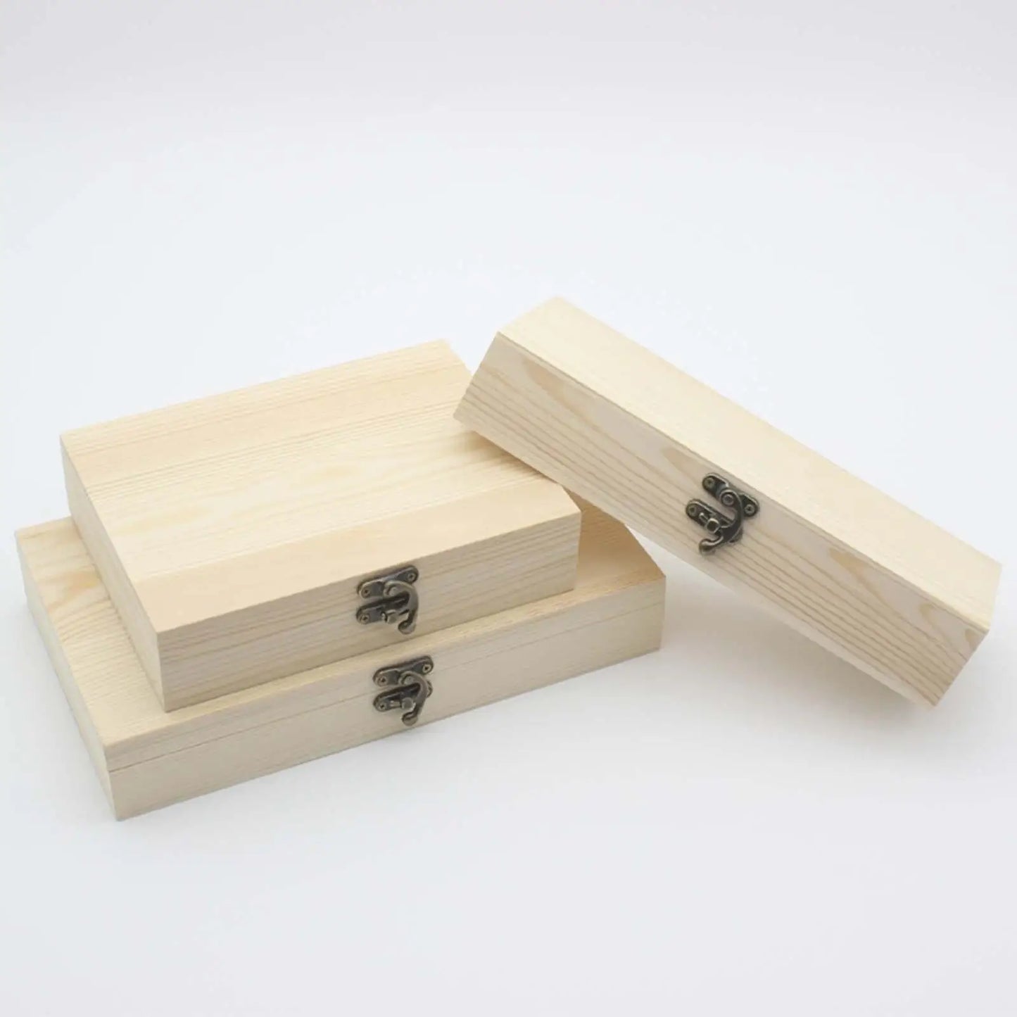 Unfinished Wood Box with Hinged Lid and Swing-Latch