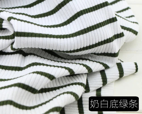 50cm X 125cm Cotton Rib Dyed Horizontal Strip Elastic Knitted Fabric Diy Clothes Medium make dress Cloth 250g/m