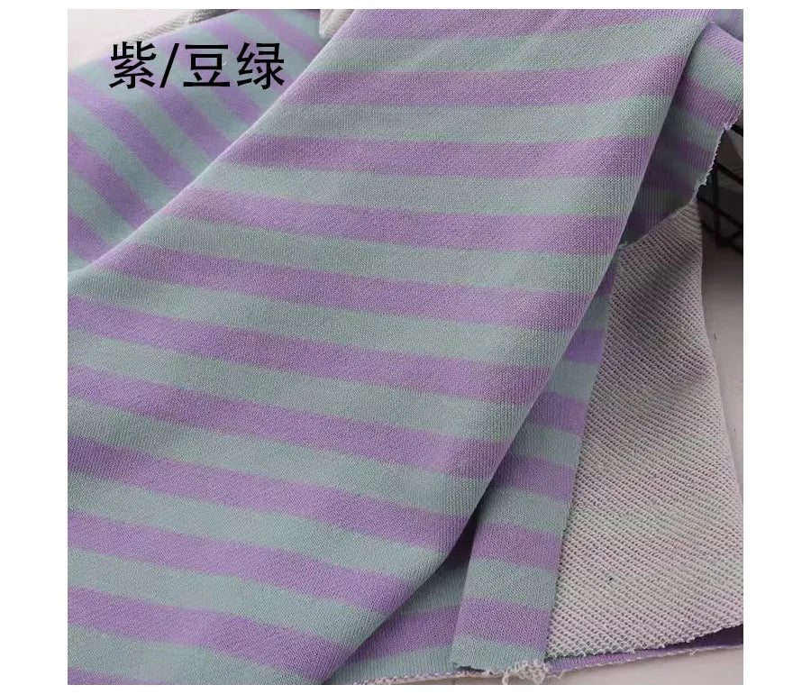 Rainbow Striped Cotton Elastic Knitted French Terry Fabric DIY For Sewing Hoodie Jacket Shirt Tissus By The Half Meter 600g/m