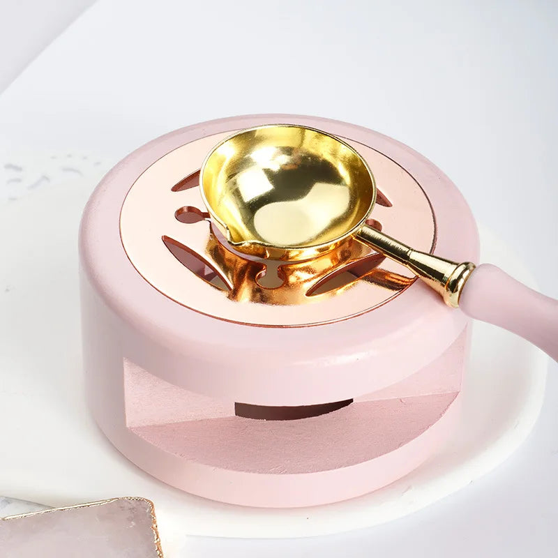 Solid Wood Wax Melting Furnace With Spoon, Wax Seal Set, Scrapbook, Wedding Invitation Letter, Stamp Decoration Tool