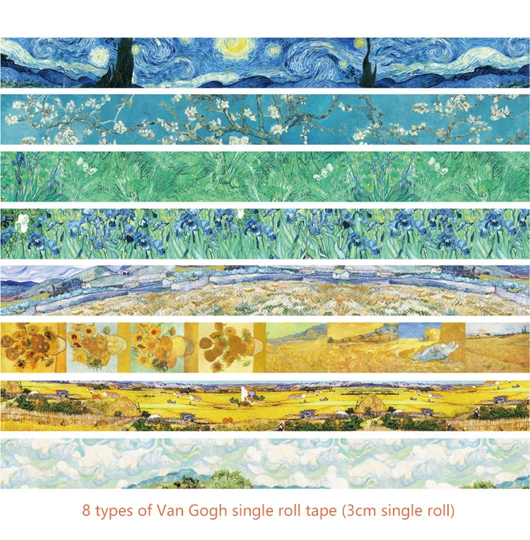 Van Gogh Oil Painting Series Washi Tape Set Gold Stamping Decorative Adhesive Tape Masking Tapes Scrapbooking Diary Stickers