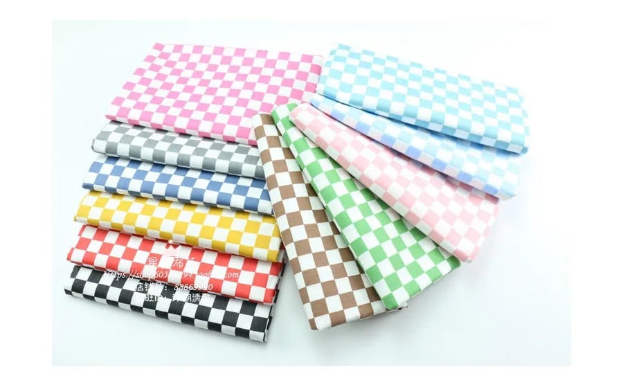 Thin Black White Checkered Fabric Mosaic Square Cotton Chess Skirt Polin Fabric For Plaid Shirt Summer Dress By The Meter